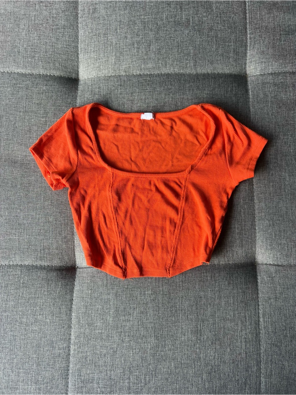 Garage Orange Ribbed Scoop-Neck Crop Top